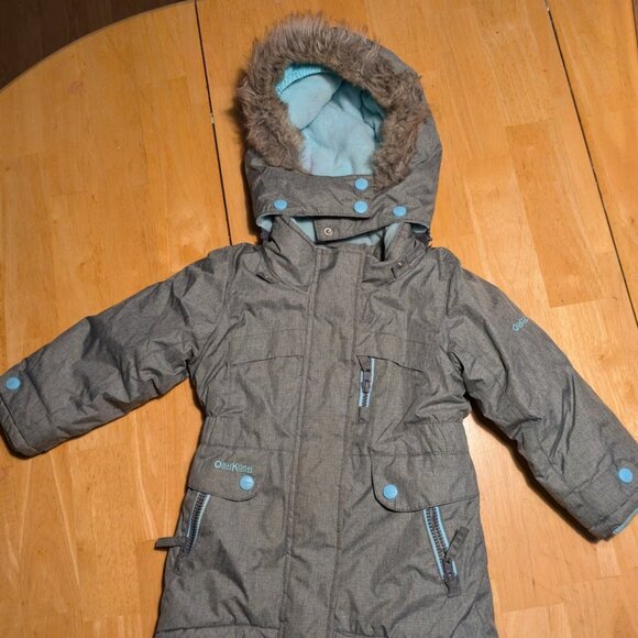 OshKosh Grey & Blue Winter Coat - 2T - Picture 1 of 3